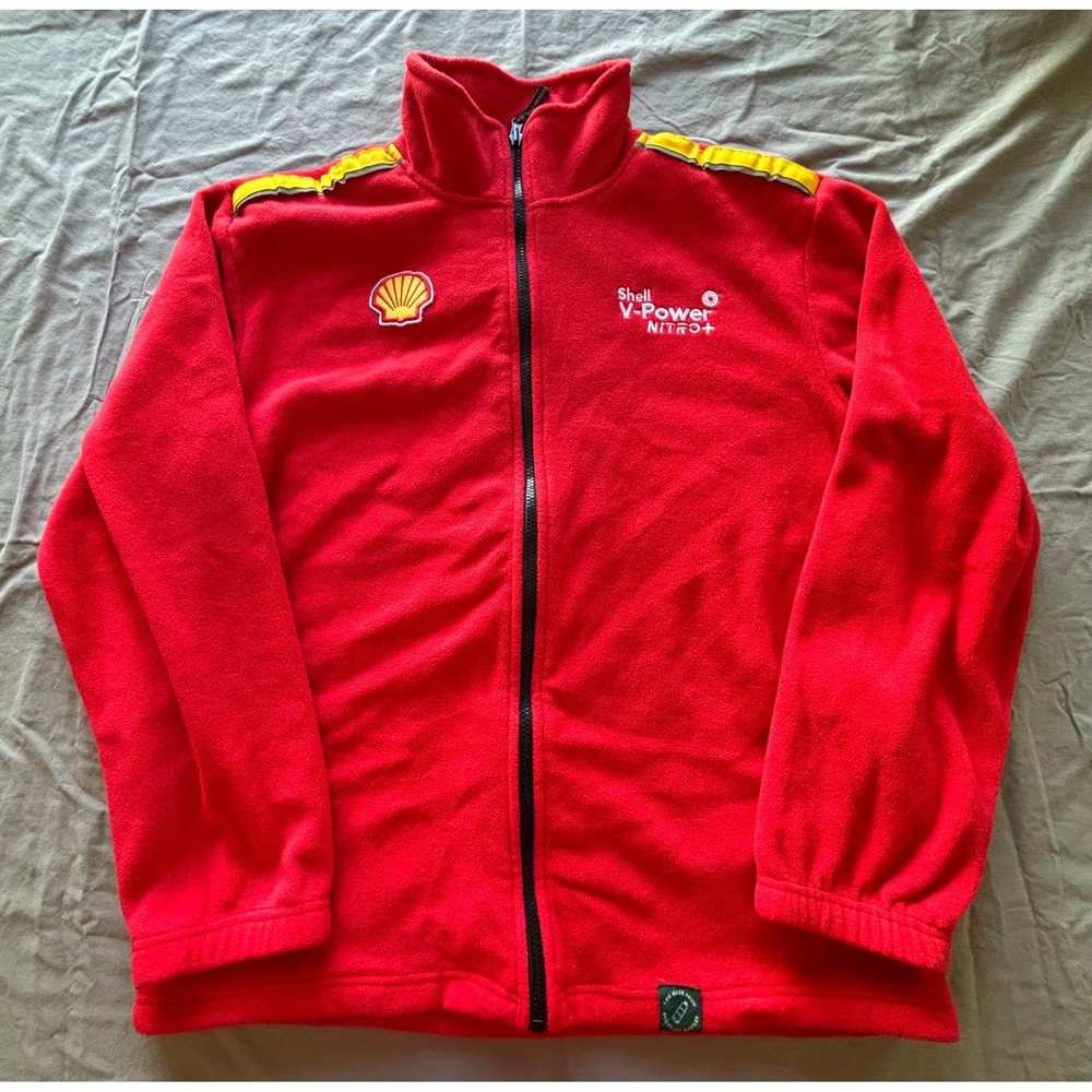 Shell V-Power Nitro+ Red Fleece Full Zip Jacket Unisex Large Racing Promo Gas